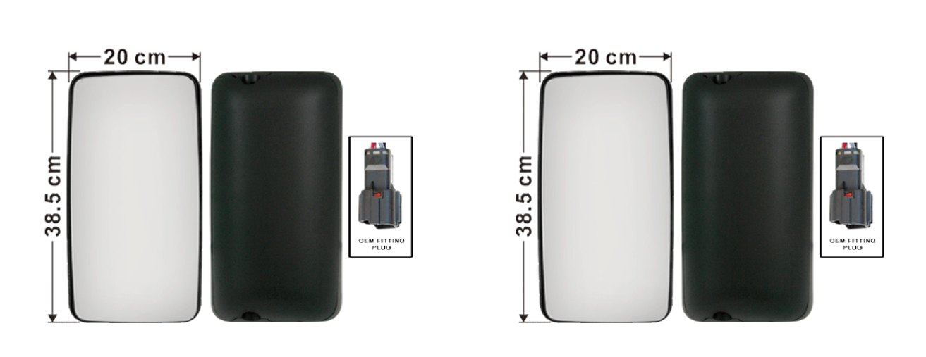 Hino Large Flat Electric & Heated Mirror Kit - 500 Series 2010 On & 700 Series 2004 On - Fits L/H & R/H